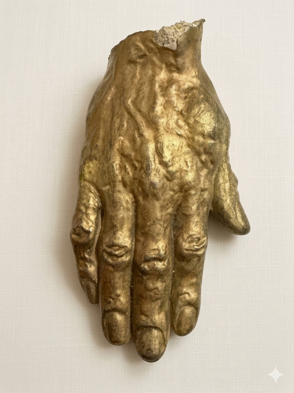 Vintage Mid Century Gold Gilded Hand Sculpture Cast Plaster Brutalist Lincoln 7”